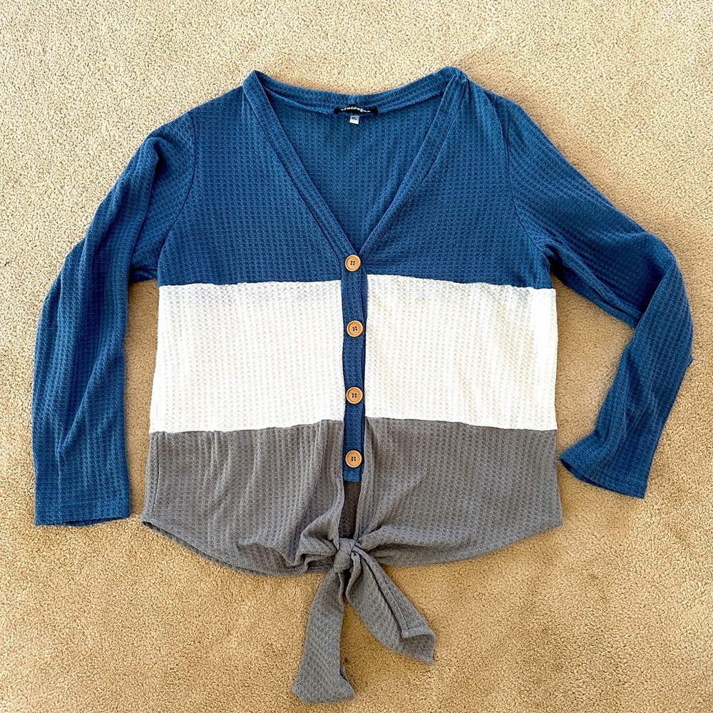 Suucrefas waffle knit long sleeve shirt